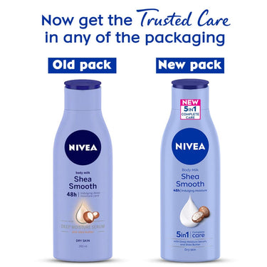 NIVEA Shea Smooth 200ml Body Lotion | 48 H Moisturization | With Deep Moisture Serum & Shea Butter | Non Greasy & Healthy Looking Skin |For Dry Skin